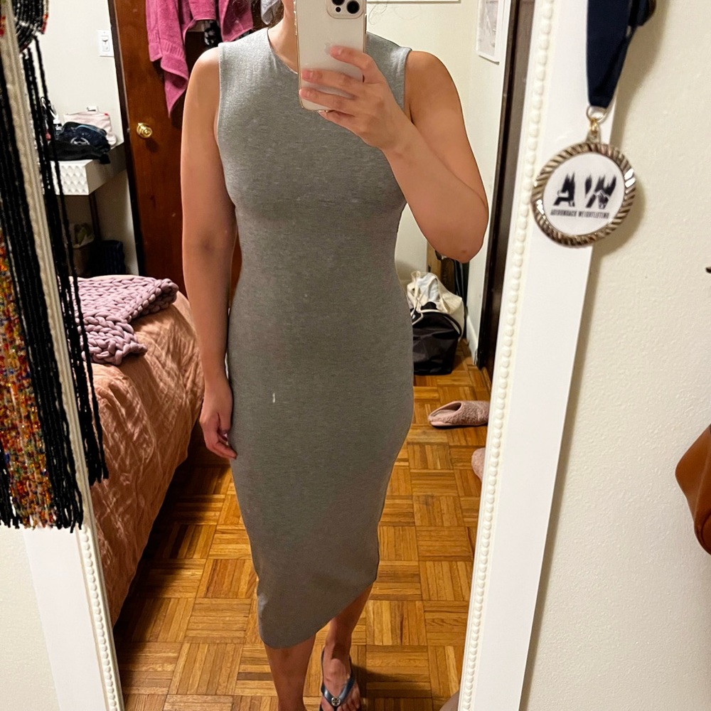 🚫SOLD🚫T by Alexander Wang Light Gray Midi Dress Open Back Size Small